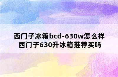 西门子冰箱bcd-630w怎么样 西门子630升冰箱推荐买吗